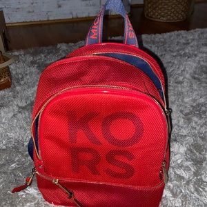 Michael Kors red and black bookbag
